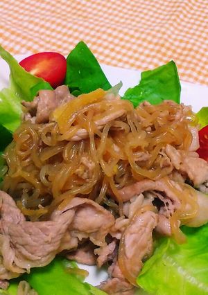 お弁当にも♪豚肉としらたきの炒め物-レシピのメイン写真
