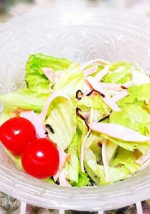 ハムと塩昆布レタスのサラダ♥-レシピのメイン写真