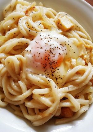 うどんで簡単カルボナーラ風-レシピのメイン写真