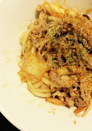 冷凍うどんで♪簡単甘辛豚キムチ焼きうどん-レシピのメイン写真