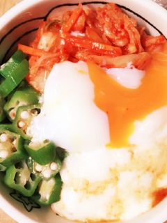 ☆温玉キムチとろろご飯☆-レシピのメイン写真