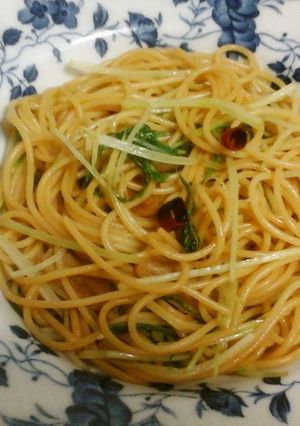 後片付けまで簡単　水菜のペペロンチーノ-レシピのメイン写真