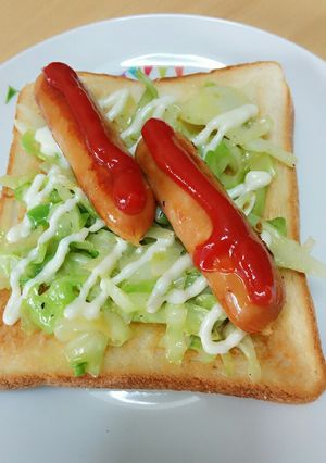 朝食☆カレーキャベツのウインナートースト-レシピのメイン写真