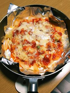 豆腐でヘルシーにフライパンピザ-レシピのメイン写真