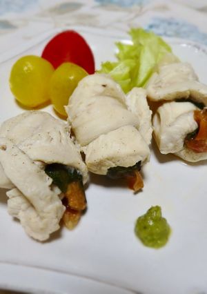 梅肉と鶏ささ身の蒸し焼き♪-レシピのメイン写真