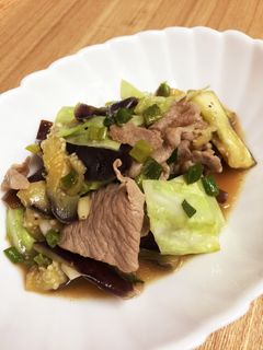ナスとキャベツと豚肉の柚子胡椒ポン酢炒め-レシピのメイン写真