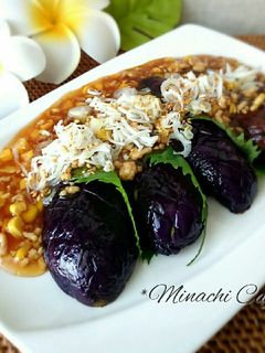 レンジ茄子の甘酢そぼろあんかけ。-レシピのメイン写真