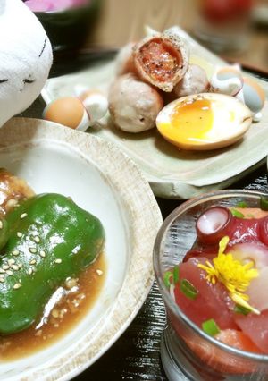 レンジで簡単！　ピーマンの肉詰　和風あん-レシピのメイン写真