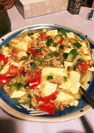 オクラとパプリカの夏野菜ヘルシー麻婆豆腐-レシピのメイン写真