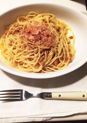 【簡単昼飯】和風納豆カルボナーラ-レシピのメイン写真