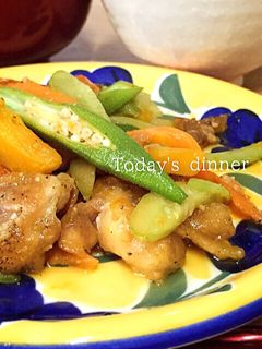 夏バテに!夏野菜と鶏肉のニンニク醤油炒め-レシピのメイン写真