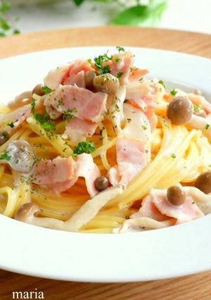 ベーコンとしめじのクリームパスタ　-レシピのメイン写真