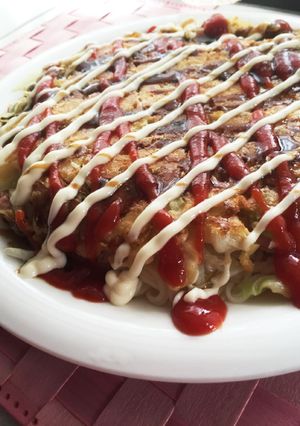 残った素麺でお好み焼き^ - ^-レシピのメイン写真