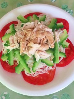 夏らしく*ゴーヤでバンバンジー素麺-レシピのメイン写真