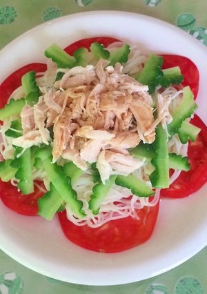 夏らしく*ゴーヤでバンバンジー素麺-レシピのメイン写真