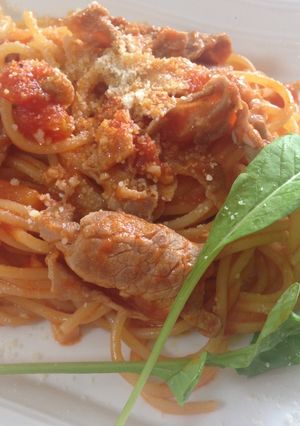 豚コマとトマトのパスタ-レシピのメイン写真
