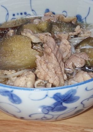 ナスと豚肉で美味しくあったかそうめん-レシピのメイン写真