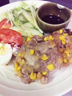 包丁不要♪簡単!豆とコーンと豚こまバーグ-レシピのメイン写真