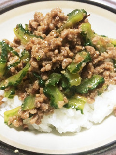 俺流!苦くない!!…ゴーヤの肉味噌炒め丼-レシピのメイン写真