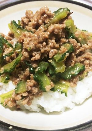 俺流！苦くない！！…ゴーヤの肉味噌炒め丼-レシピのメイン写真