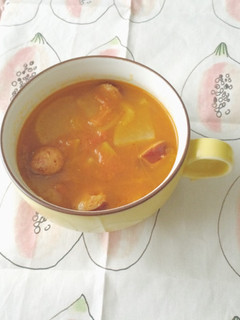 ソーセージ入り*トマト丸ごとカレースープ-レシピのメイン写真