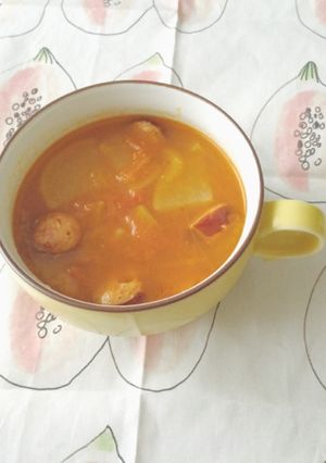 ソーセージ入り＊トマト丸ごとカレースープ-レシピのメイン写真