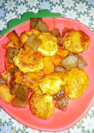 鶏団子のケチャソース炒める-レシピのメイン写真