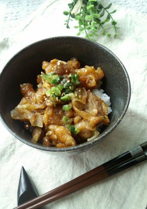 節約*豚こま肉甘酢スタミナ丼-レシピのメイン写真