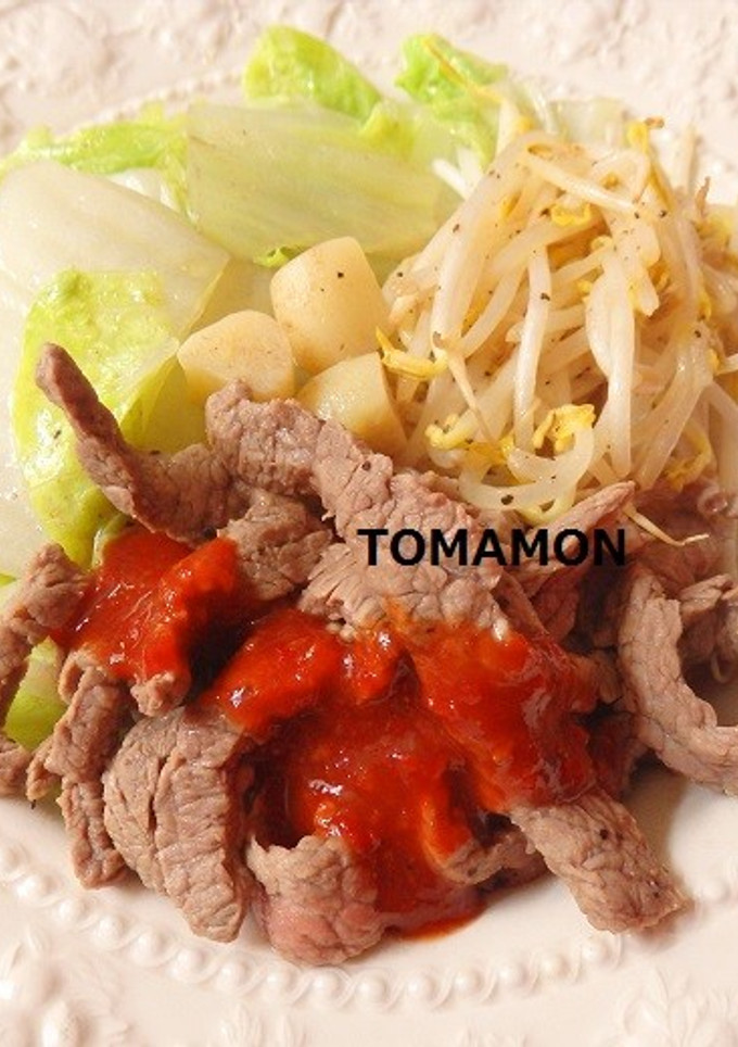 とまモンピューレ焼き肉気分白菜もやし炒め-レシピのメイン写真