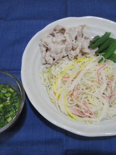 にら卵つけ汁そうめん♪-レシピのメイン写真