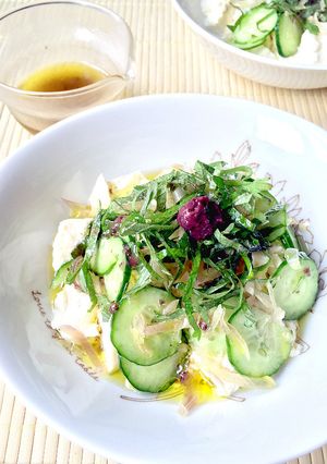 梅チューブで☆梅ドレッシングの豆腐サラダ-レシピのメイン写真