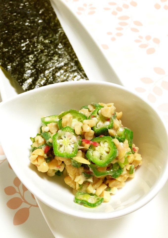 海苔に乗せて♡おくら納豆の梅和え-レシピのメイン写真