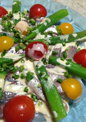 アジのカルパッチョ♪マヨワサビ風味-レシピのメイン写真
