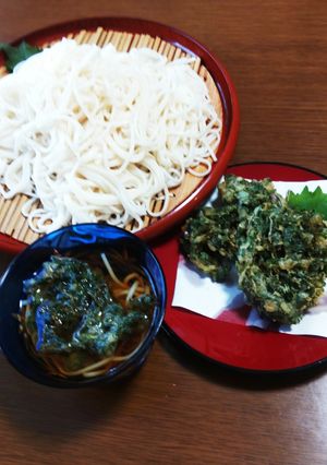 味噌味のしそ天ぷらと食べるつけそうめん-レシピのメイン写真