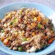 簡単!ひき肉となす♪甘辛のめんつゆ素麺
