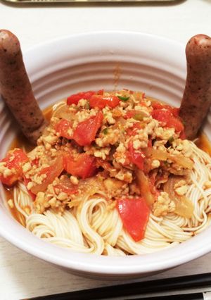 トマトとミンチのぶっかけ素麺-レシピのメイン写真