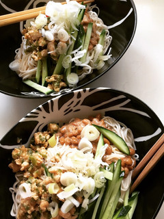 夏休みの素麺ランチ(味噌そぼろ納豆味)-レシピのメイン写真