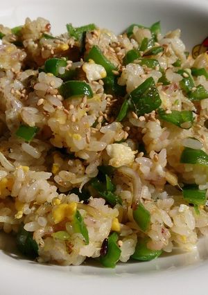息子大好き！ピーマンとしらすの和風炒飯！-レシピのメイン写真