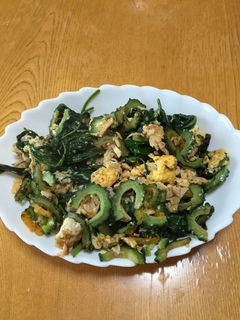 ゴーヤと空芯菜ミックス炒め-レシピのメイン写真