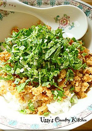 鶏ひき肉と水菜のどんぶり-レシピのメイン写真