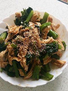 棒々鶏的★つるむらさきと鶏肉の和え物-レシピのメイン写真