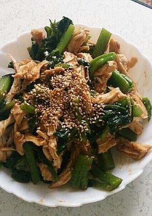 棒々鶏的★つるむらさきと鶏肉の和え物-レシピのメイン写真