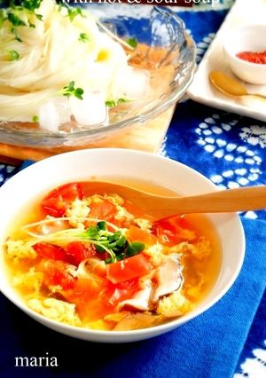 和風酸辣湯(サンラータン）のつけそうめん-レシピのメイン写真