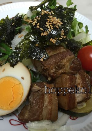 夏うどん♡角煮と夏野菜サラダの冷製うどん-レシピのメイン写真