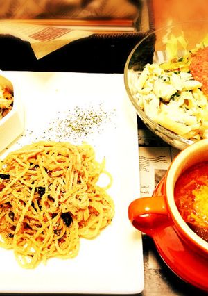 ガッツリ濃い味 高菜めんたいパスタ-レシピのメイン写真