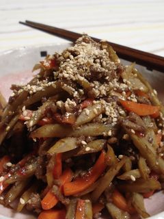 ひき肉入りキンピラごぼう-レシピのメイン写真