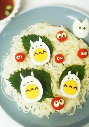 簡単キャラごはん☆トトロのデコそうめん☆-レシピのメイン写真