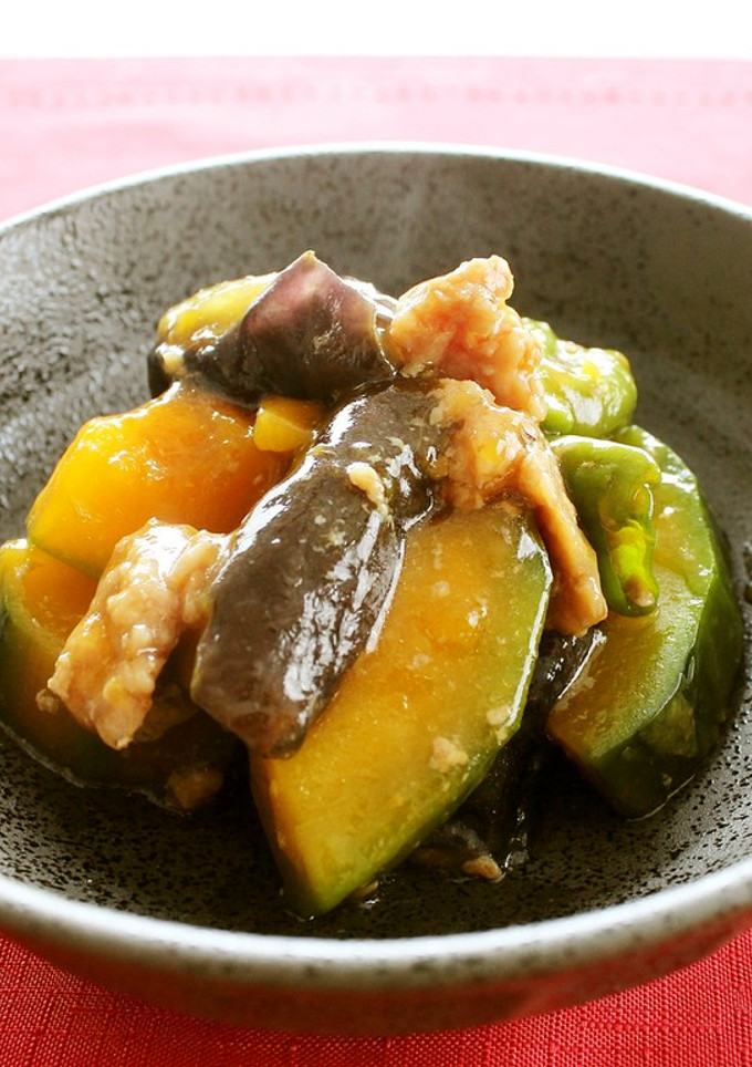 レンジで簡単！夏野菜のとろーりそぼろ煮-レシピのメイン写真