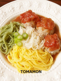 簡単★濃いめに味付とまとスープカラー素麺-レシピのメイン写真