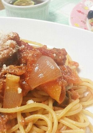 茄子とツナのトマトスパゲティー❗-レシピのメイン写真